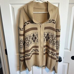 Cozy Tan and Brown Patterned Sweater